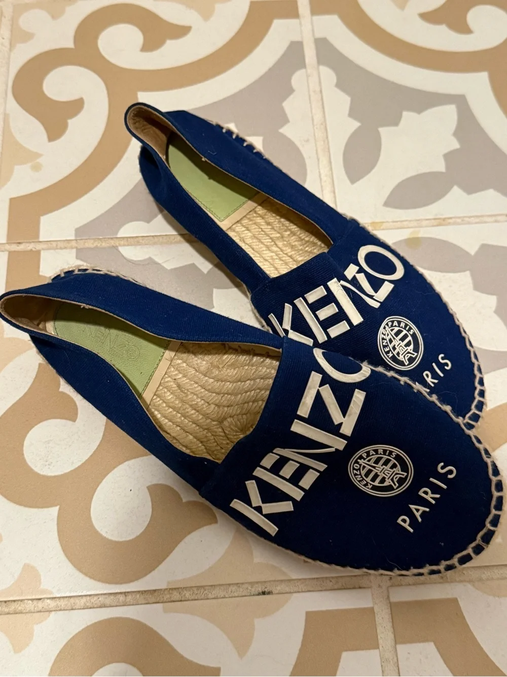 Kenzo Navy Blue Paris Logo Espadrilles